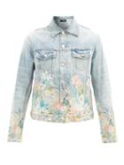 Matchesfashion.com Amiri - Floral Leaf Denim Jacket - Mens - Blue