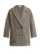 Matchesfashion.com Redvalentino - Houndstooth Check Wool Blend Coat - Womens - Red Multi