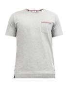 Matchesfashion.com Thom Browne - Tricolour-trimmed Cotton-jersey T-shirt - Mens - Light Grey