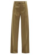 Bottega Veneta - High-rise Wool-gabardine Wide-leg Trousers - Womens - Beige