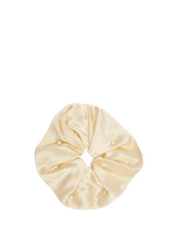 Matchesfashion.com Sophie Buhai - Faux-pearl Embellished Silk-satin Hair Scrunchie - Womens - Ivory