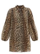 Matchesfashion.com Ganni - Leopard-print Pliss-georgette Mini Dress - Womens - Leopard