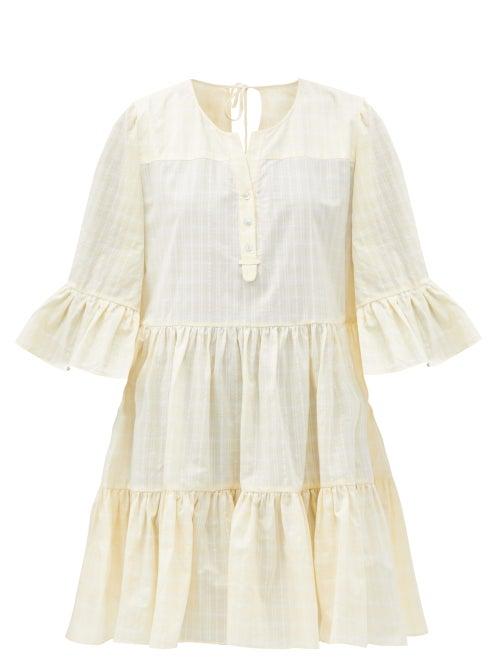 Matchesfashion.com Loup Charmant - Arco Checked Organic-cotton Mini Dress - Womens - Yellow Print