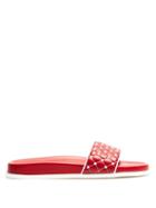Matchesfashion.com Valentino - Free Rockstud Leather Slides - Womens - Red White