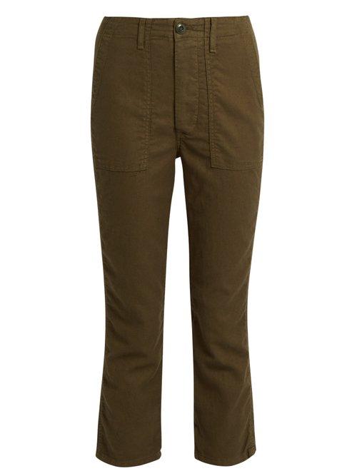 Matchesfashion.com The Great - The Gusset Low Slung Cropped Trousers - Womens - Khaki