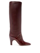 Matchesfashion.com Gabriela Hearst - Rimbaud Patent-leather Panel Knee-high Boots - Womens - Burgundy