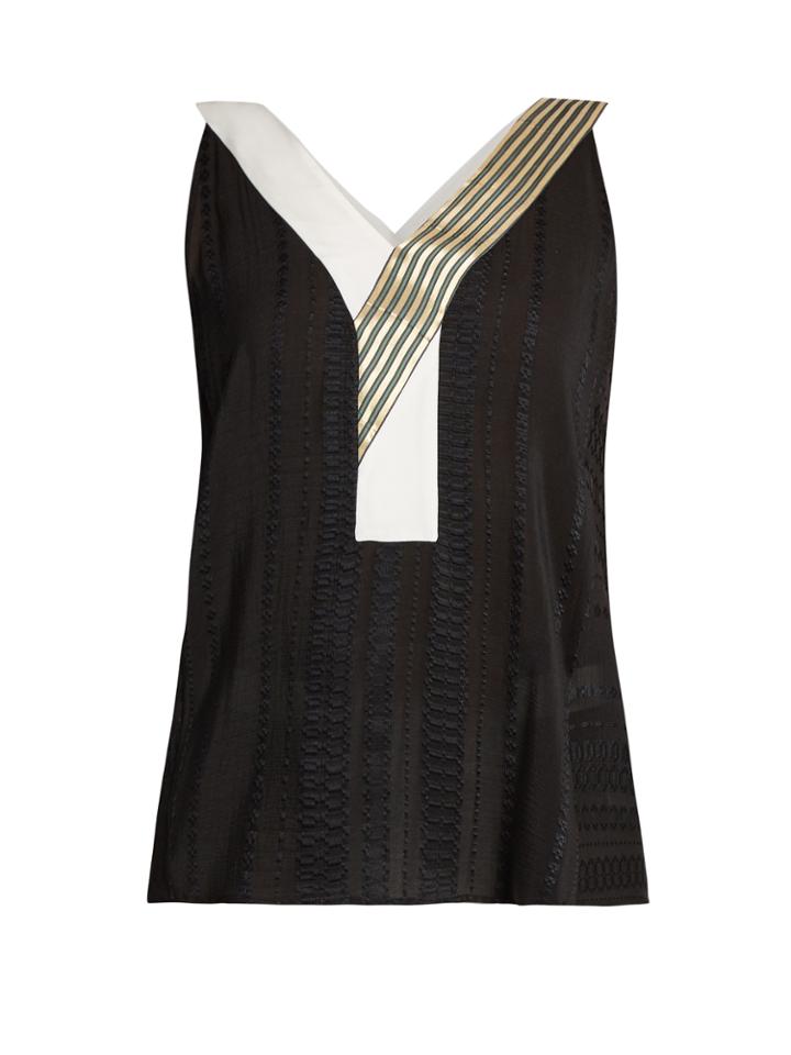 Zeus + Dione Niobe Geometric-jacquard Silk-blend Top
