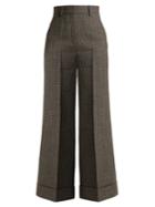 Khaite Beatrice Houndstooth Wool Wide-leg Trousers