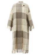 Matchesfashion.com Jil Sander - Luella Checked And Tassel Trimmed Wool Cape Coat - Womens - Ivory Multi