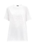 Matchesfashion.com Versace - Chenille-logo Cotton-jersey T-shirt - Womens - White