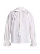 Matchesfashion.com Lee Mathews - Miller Cotton Poplin Blouse - Womens - Ivory