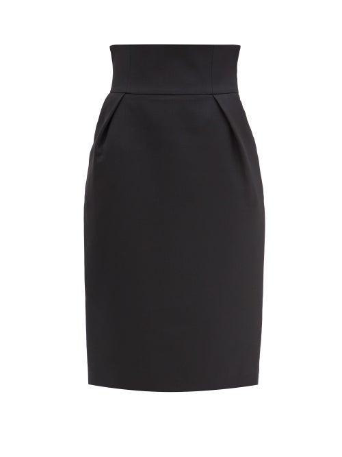 Matchesfashion.com Alexandre Vauthier - High-rise Wool-crepe Pencil Skirt - Womens - Black