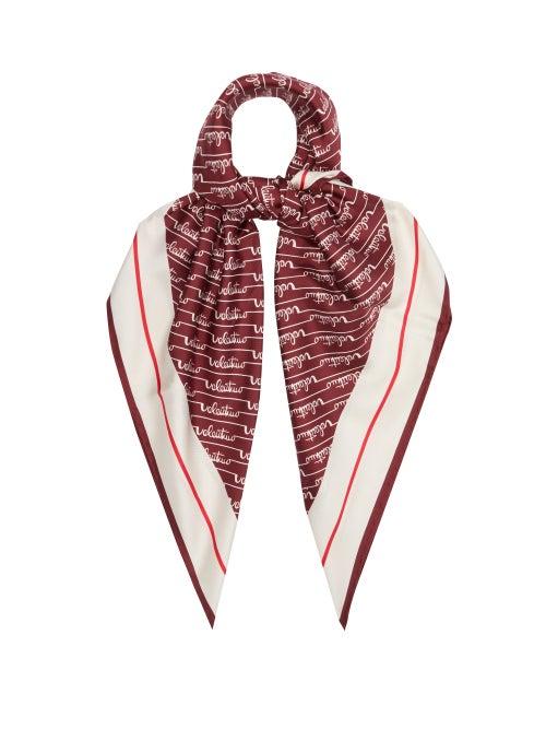 Matchesfashion.com Valentino Garavani - Cursive Logo-print Silk-faille Scarf - Womens - Red