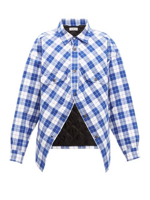 Matchesfashion.com Balenciaga - Swing Canadian Checked Cotton Flannel Shirt - Womens - Blue