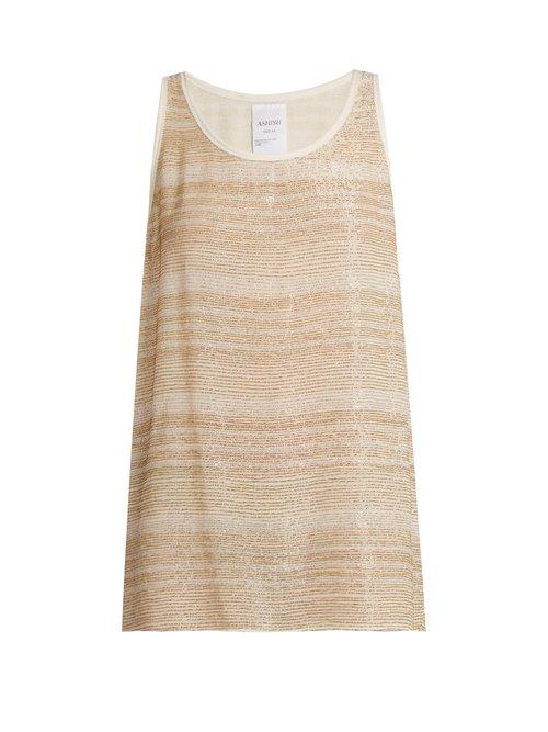 Matchesfashion.com Ashish - Bead Embellished Silk Georgette Sleeveless Top - Womens - White
