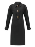 Matchesfashion.com Bottega Veneta - Half-placket Coated-canvas Midi Dress - Womens - Black