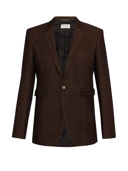 Matchesfashion.com Saint Laurent - Textured Jacquard Velvet Blazer - Mens - Black
