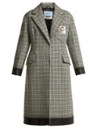Prada Bow-trim Houndstooth Wool-blend Coat