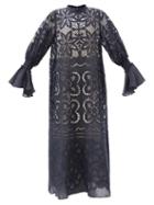 Biyan - Gunnika Crochet-lace Linen Maxi Dress - Womens - Navy
