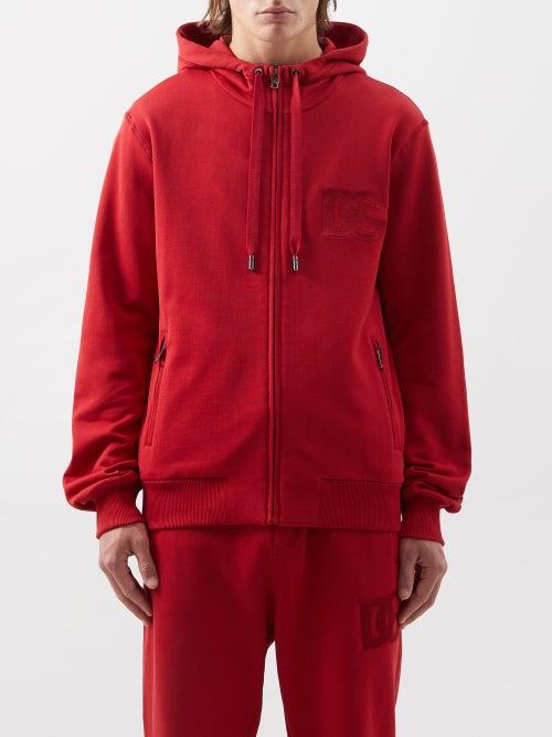Dolce & Gabbana - Logo-embroidered Zipped Hooded Sweatshirt - Mens - Red