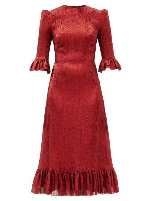 Matchesfashion.com The Vampire's Wife - The Falconetti Ruffled Metallic Silk-blend Dress - Womens - Red