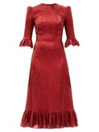 Matchesfashion.com The Vampire's Wife - The Falconetti Ruffled Metallic Silk-blend Dress - Womens - Red