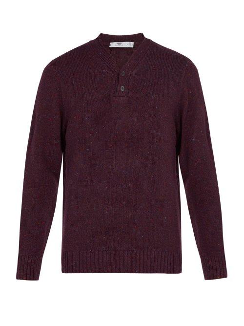 Matchesfashion.com Inis Mein - Hurler Wool Blend Sweater - Mens - Purple