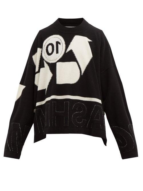 Matchesfashion.com Maison Margiela - Reverse Intarsia Cashmere Blend Sweater - Mens - Black White