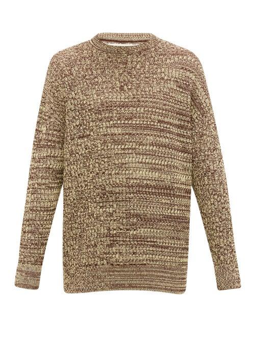 Matchesfashion.com Jil Sander - Brioche-knit Crew-neck Cotton Sweater - Mens - Brown