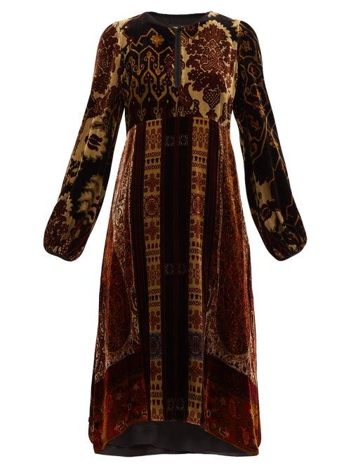 Matchesfashion.com Etro - Nottinghamshire Paisley Print Velvet Dress - Womens - Black Multi