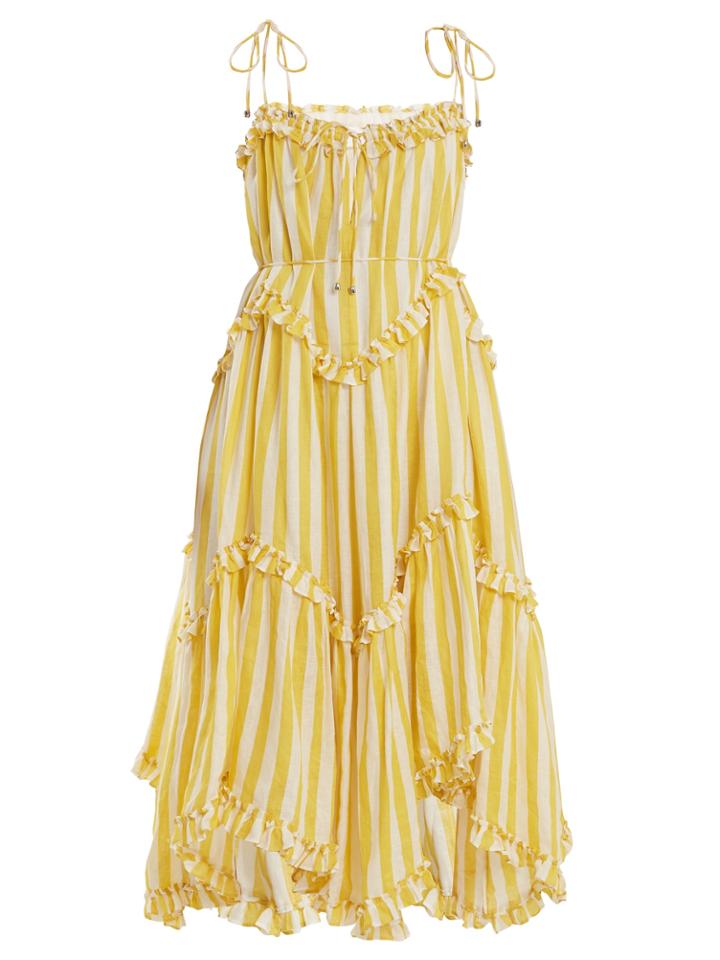 Zimmermann Lumino Floating Striped Linen Dress
