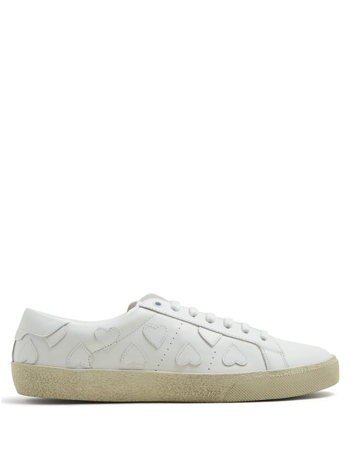 Saint Laurent Court Classic Heart-patch Low-top Leather Trainers