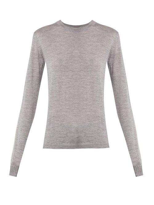Matchesfashion.com Saint Laurent - Raw Hem Washed Sweatshirt - Womens - Grey