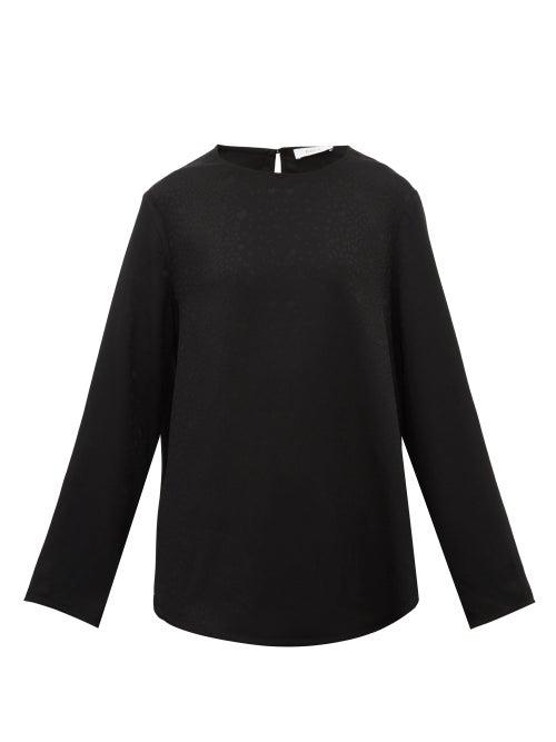 Matchesfashion.com Racil - Leopard And Heart Jacquard Round Neck Blouse - Womens - Black