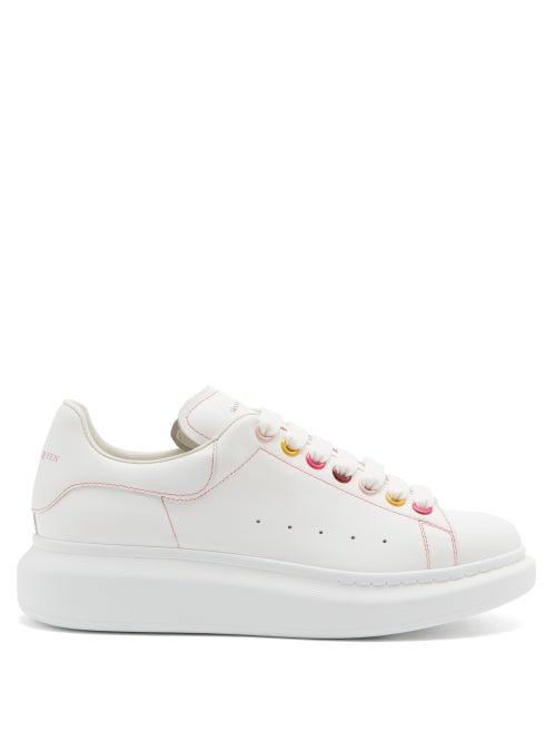 Matchesfashion.com Alexander Mcqueen - Oversized Raised-sole Leather Trainers - Womens - White Multi
