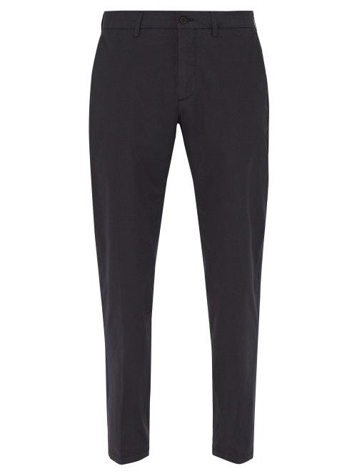 Matchesfashion.com Dunhill - Straight Leg Cotton Blend Chino Trousers - Mens - Navy