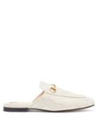 Matchesfashion.com Gucci - Princetown Logo-jacquard Canvas Backless Loafers - Womens - White Silver