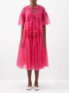 Molly Goddard - Genevieve Shirred-tulle Coat - Womens - Mid Pink