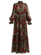 Matchesfashion.com Dolce & Gabbana - Leopard Print Silk Chiffon Jumpsuit - Womens - Beige Multi