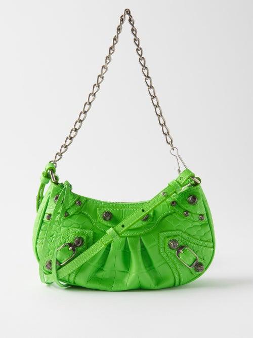 Balenciaga - Cagole Mini Croc-effect Leather Shoulder Bag - Womens - Green