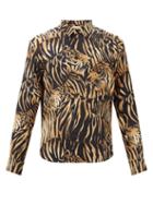 Saint Laurent - Tiger-print Silk-crepe De Chine Shirt - Mens - Black Print