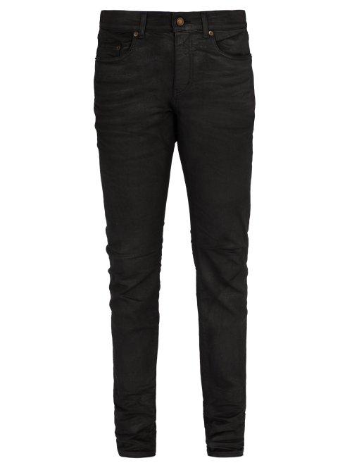 Matchesfashion.com Saint Laurent - Waxed Cotton Blend Jeans - Mens - Black