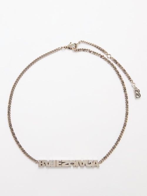 Balenciaga - Typo Logo Necklace - Womens - Silver