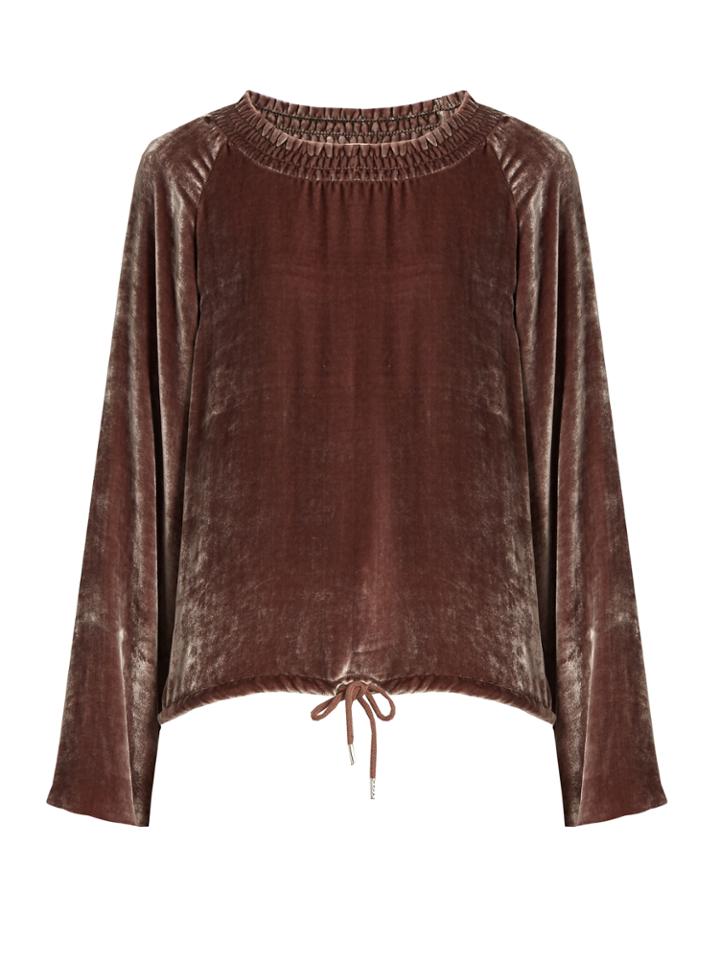 See By Chloé Smocked-neck Velvet Top