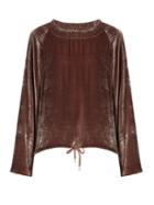 See By Chloé Smocked-neck Velvet Top