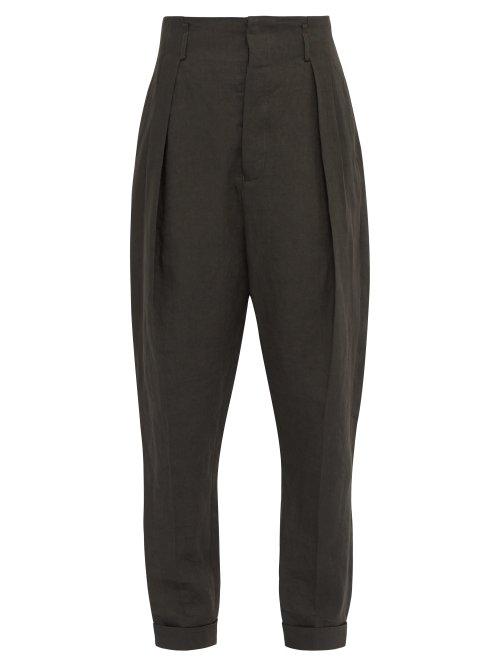 Matchesfashion.com Haider Ackermann - High Rise Slubbed Linen Twill Trousers - Mens - Grey