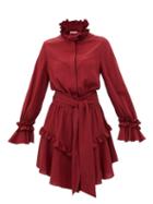 Alexandre Vauthier - Flounced Crepe Mini Dress - Womens - Dark Red