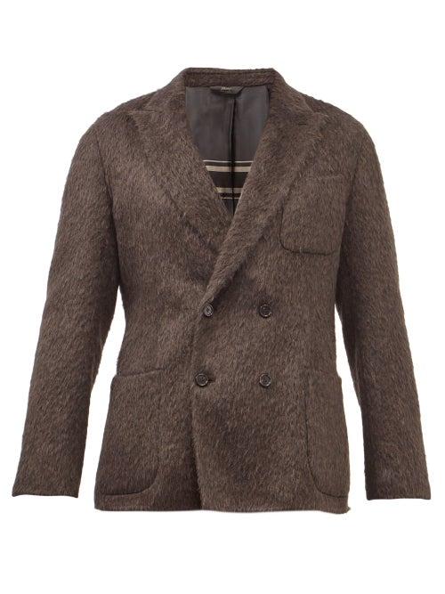 Brioni - Patch-pocket Deep-pile Alpaca-blend Blazer - Mens - Brown