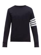 Matchesfashion.com Thom Browne - Four Bar Intarsia Stripe Wool Sweater - Mens - Navy