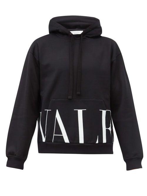 Matchesfashion.com Valentino - Logo-print Cotton-blend Jersey Hooded Sweatshirt - Mens - Black